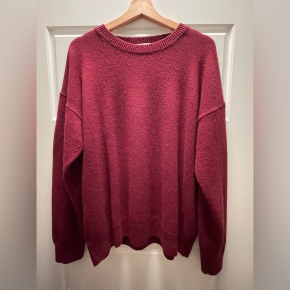 NWOT ZARA Burgundy Cashmere Crewneck Sweater - Picture 3 of 6